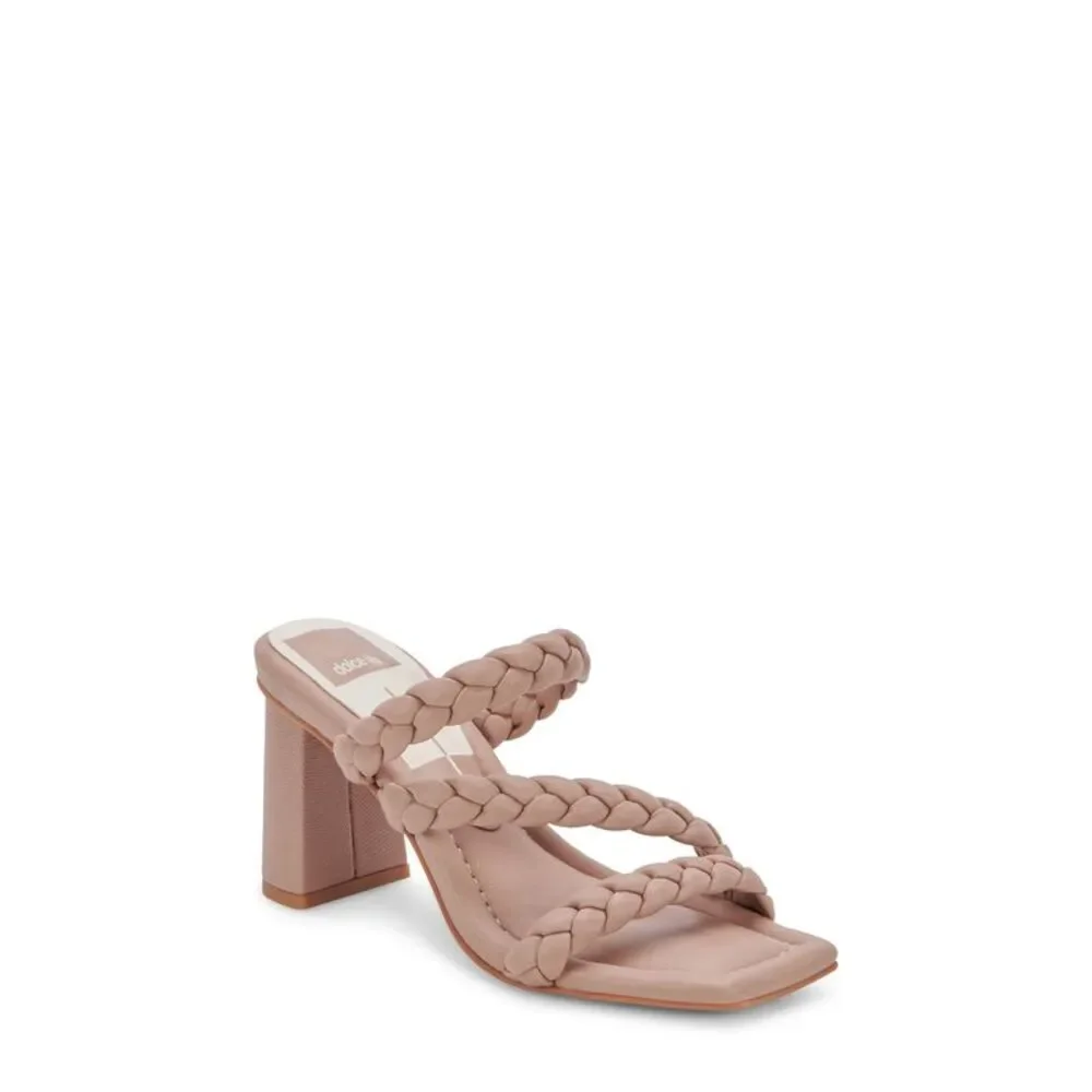 DOLCE VITA Womens Beige Pang Square Toe Block Heel Slip On Heeled Sandal 9.5 M